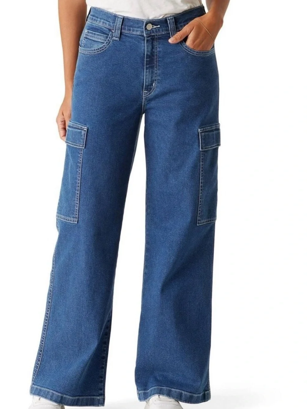NEW 🆕 Levi's Strauss Sigbature Indigo Blue Cargo Wide-Leg Jeans - Picture 4 of 4